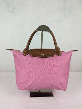 Longchamp Le Pliage Nylon Leather Tote Bag Pink - Preowned - Must Have